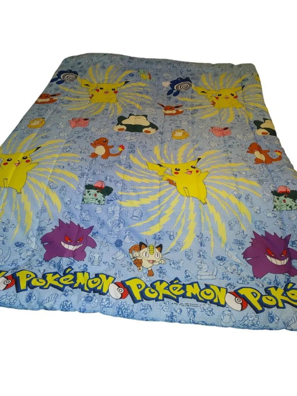 Pokemon Twin Comforter 1998 Vintage Pikachu Gengar Bulbasaur Charmander Blue